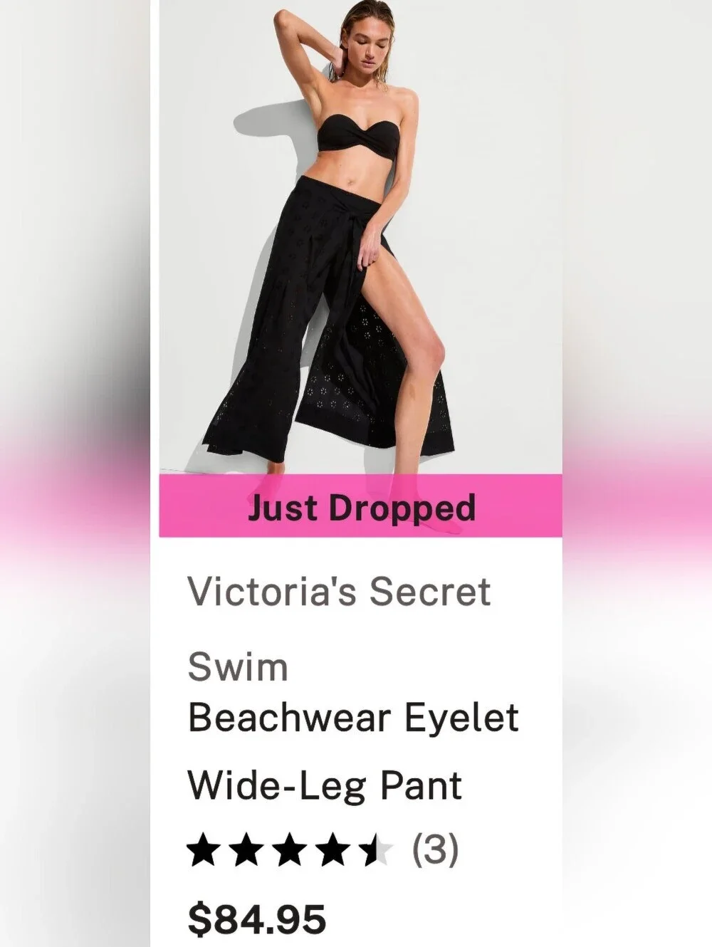 Victoria's Secret SWIM Beachwear Eyelet Wide Leg Pants NEW MED Msrp $85 Coverup